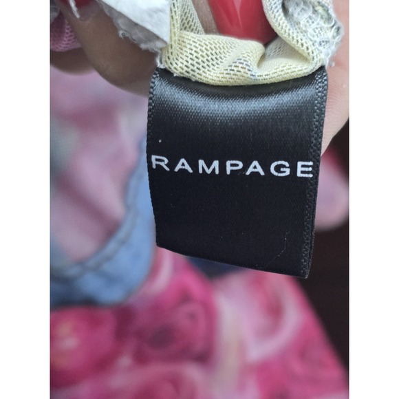 Rampage Shear Floral Print Button Up Womens Blouse Pink L See Pics - Picture 7 of 8